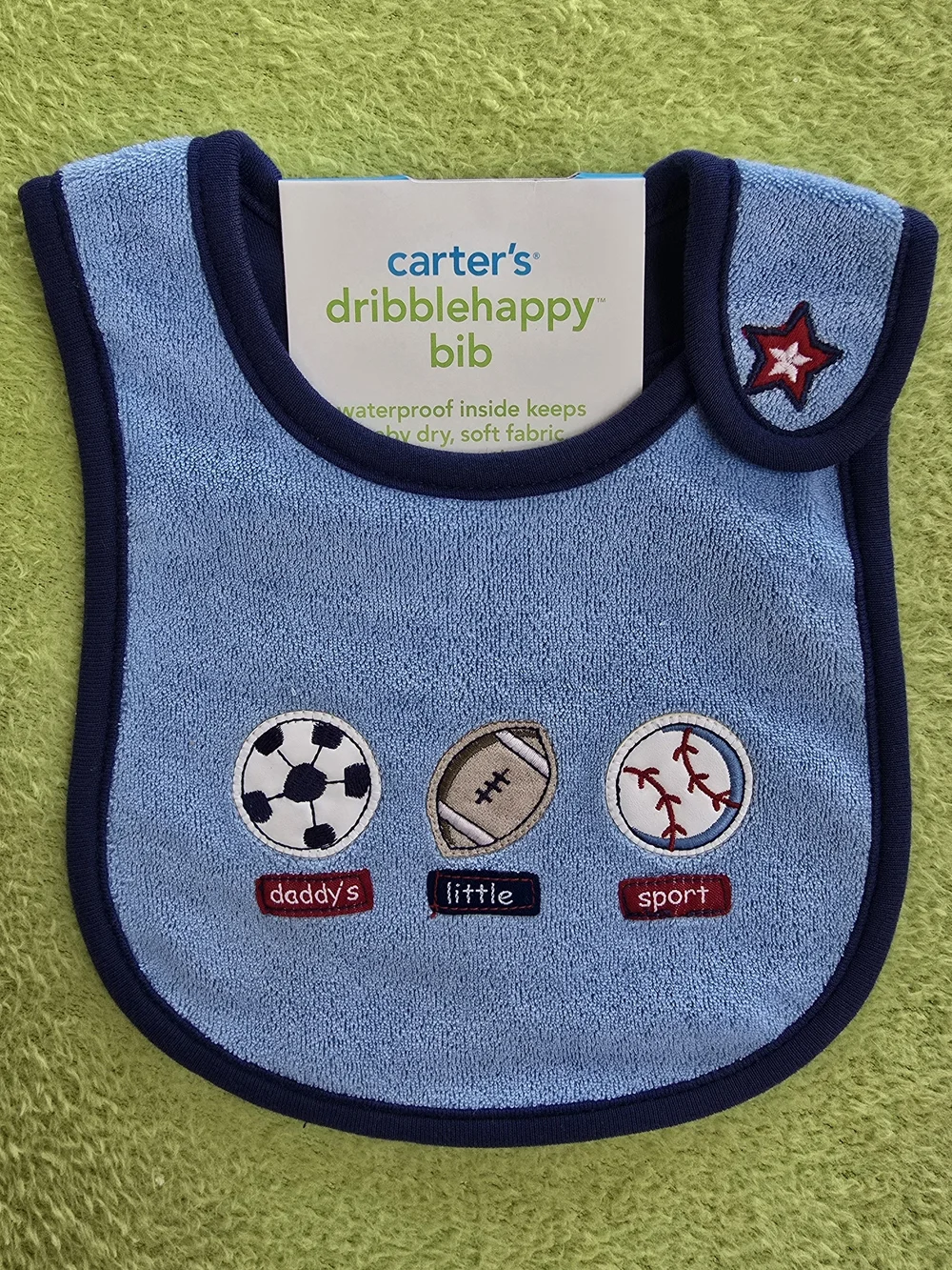 NWT  Baby BOYS  Daddys Little Sport BIB SOCCER FOOTBALL + BASEBALL - TERRY (Q8)